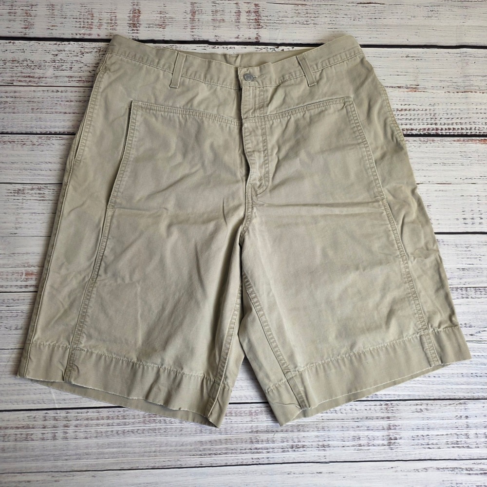 Vintage Levis‎ Red Tab Khaki Canvas Shorts Mens 34 Beige Cotton Workwear 2565-03